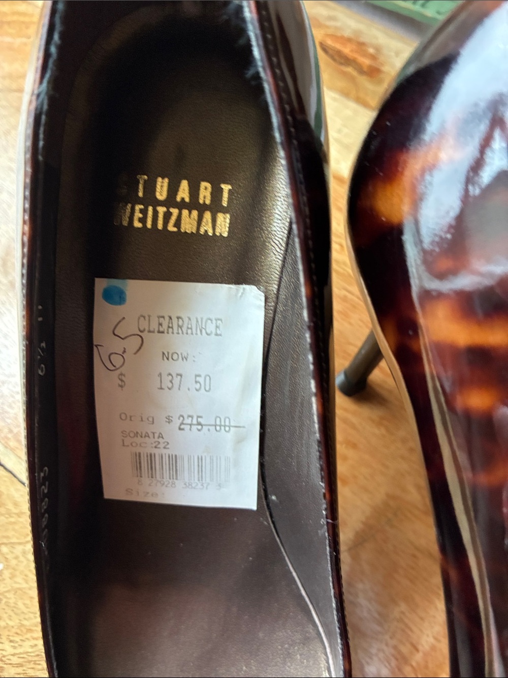 Stuart Weitzman Tortoiseshell Patent Leather Pointed Pumps - Picture 13 of 13